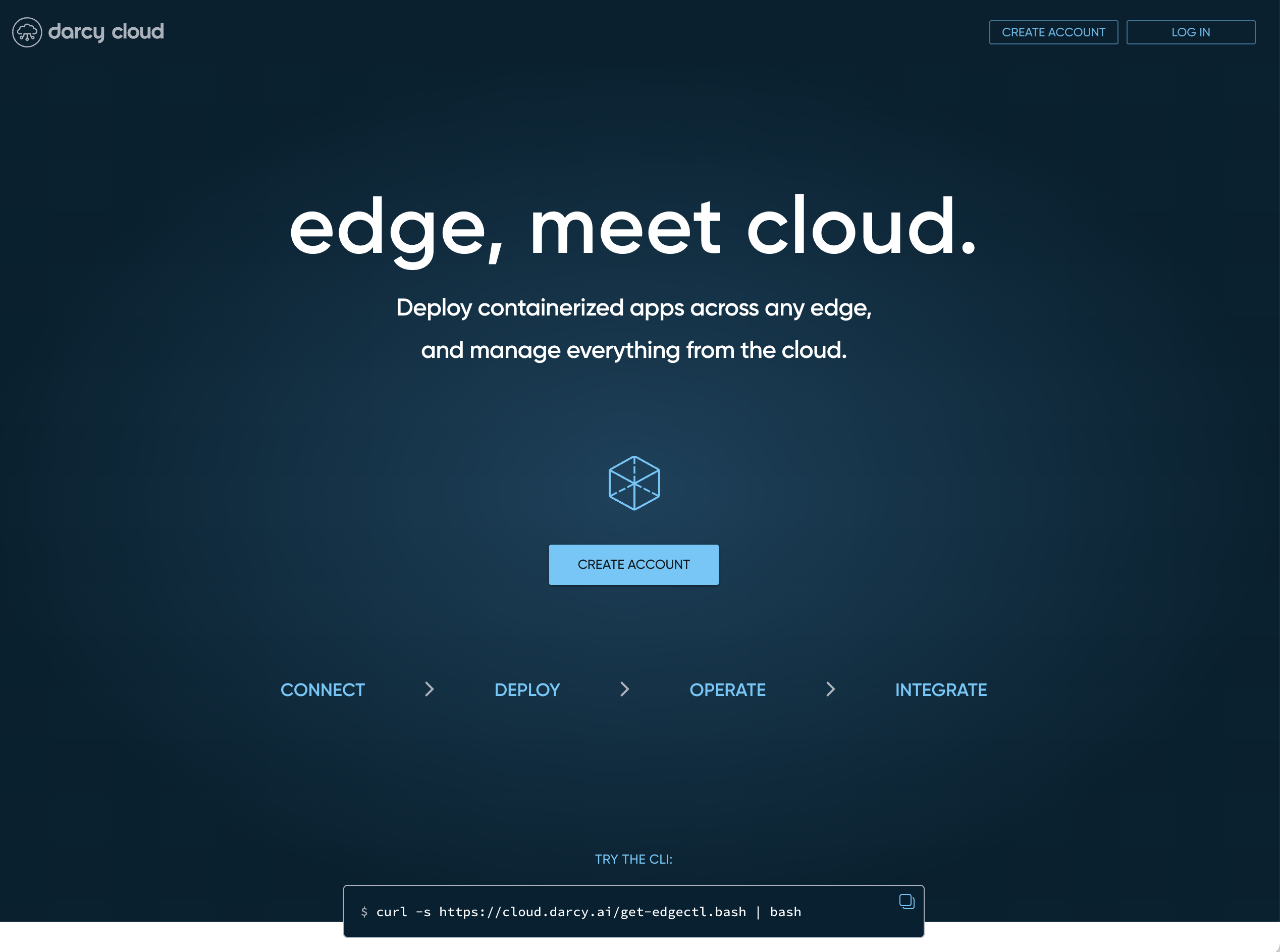 Darcy Cloud Welcome Page